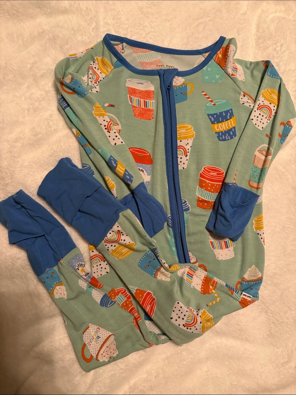Little Sleepies aqua latte 6-12 months